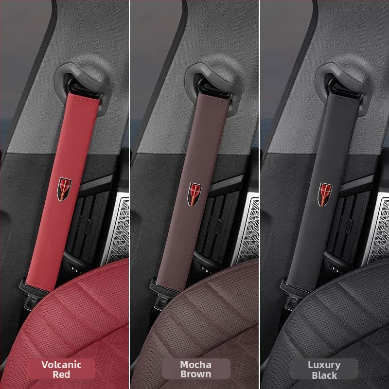 Kožený ramenný vankúš na bezpečnostný pás – Qianwei, 80 g, s potlačou loga