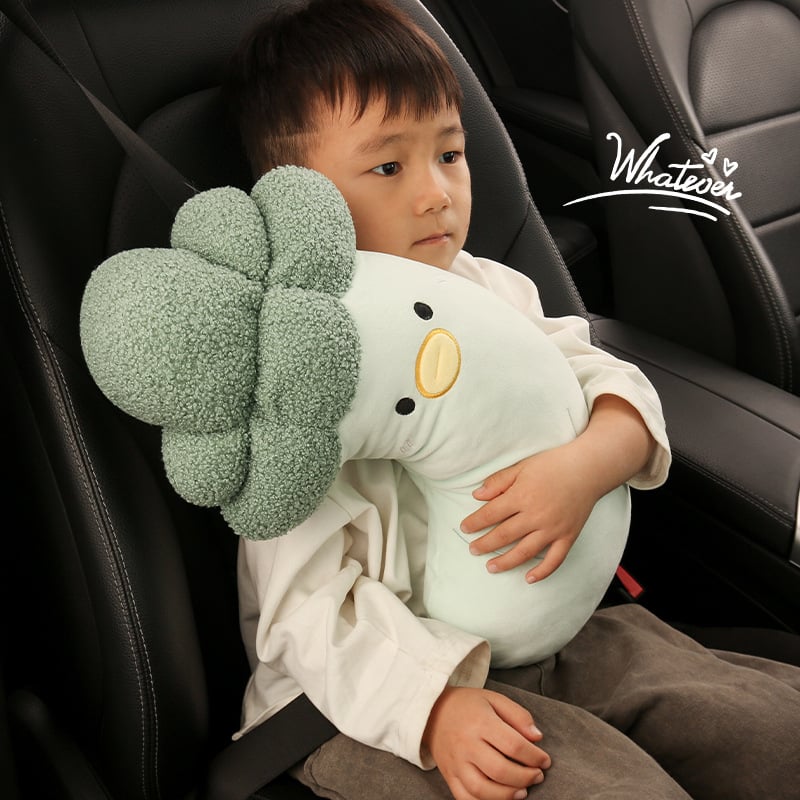 Detská plyšová podložka na rameno bezpečnostného pásu auta, cartoon dizajn — polyester, 0,35 kg, univerzálny kryt pásu, Cow Mom Craftsmanship