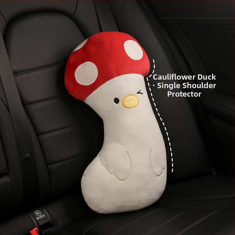 Detská plyšová podložka na rameno bezpečnostného pásu auta, cartoon dizajn — polyester, 0,35 kg, univerzálny kryt pásu, Cow Mom Craftsmanship