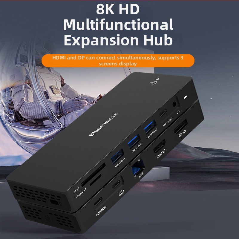 Type-C docking stanica s dvojitým DP a HDMI, viacmonitorová 4K60Hz hub, 10Gbps, USB 3.1, kábel 1 m