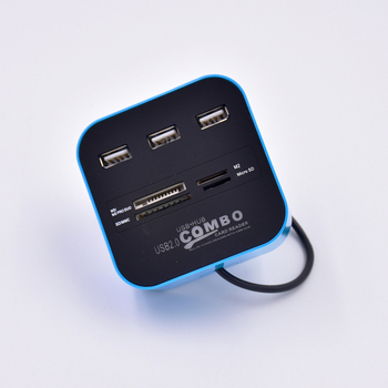 USB 2.0 hub so 6 portami a integrovaným čítačom kariet SD/TF/MS/M2, napájanie cez USB, 480 Mbps