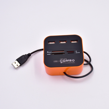 USB 2.0 hub so 6 portami a integrovaným čítačom kariet SD/TF/MS/M2, napájanie cez USB, 480 Mbps