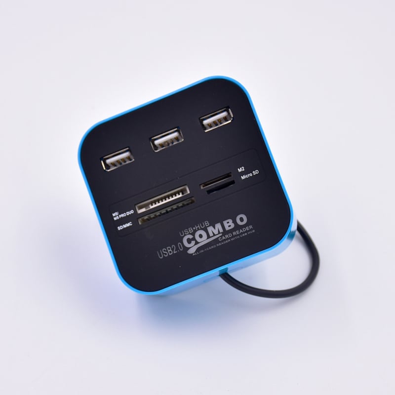 USB 2.0 hub so 6 portami a integrovaným čítačom kariet SD/TF/MS/M2, napájanie cez USB, 480 Mbps