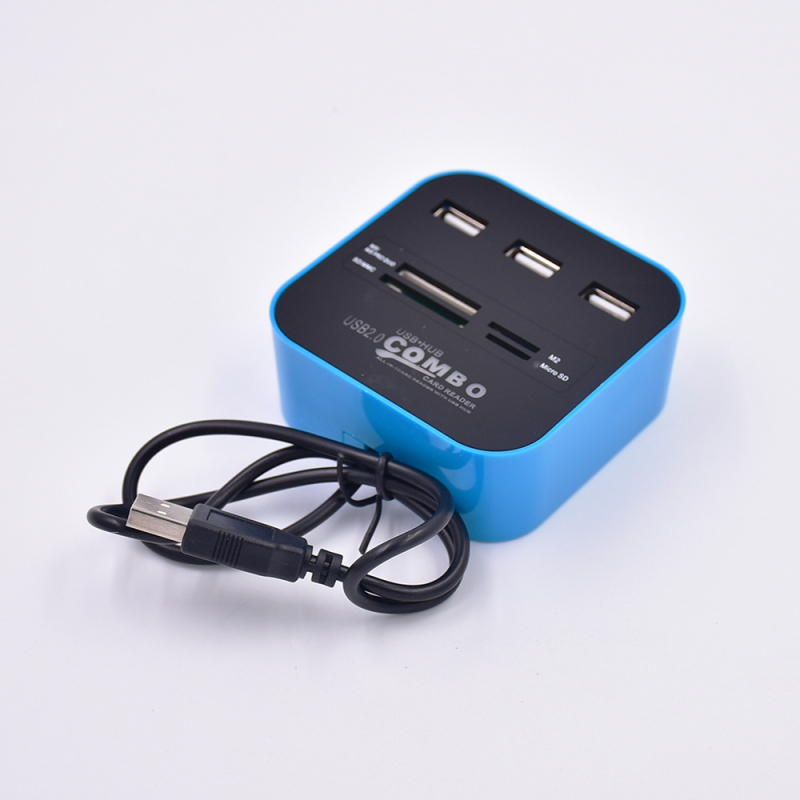 USB 2.0 hub so 6 portami a integrovaným čítačom kariet SD/TF/MS/M2, napájanie cez USB, 480 Mbps