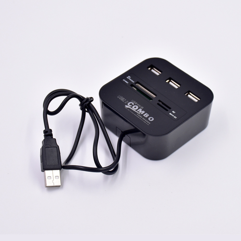 USB 2.0 hub so 6 portami a integrovaným čítačom kariet SD/TF/MS/M2, napájanie cez USB, 480 Mbps