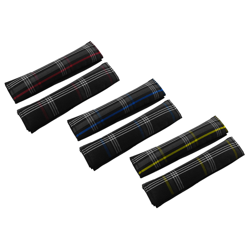 Keling polyesterový kryt na bezpečnostný pás v automobile – ramenná vankúš s károvaným vzorom, univerzálne uchytenie, ochrana ramena, 1 pár