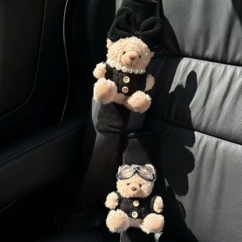 Xueyi Zaštitnik ramena sigurnosnog pojasa – Dizajn Maillard Bear Couple – Unutarnja dekoracija automobila – Anti-Stranglehold