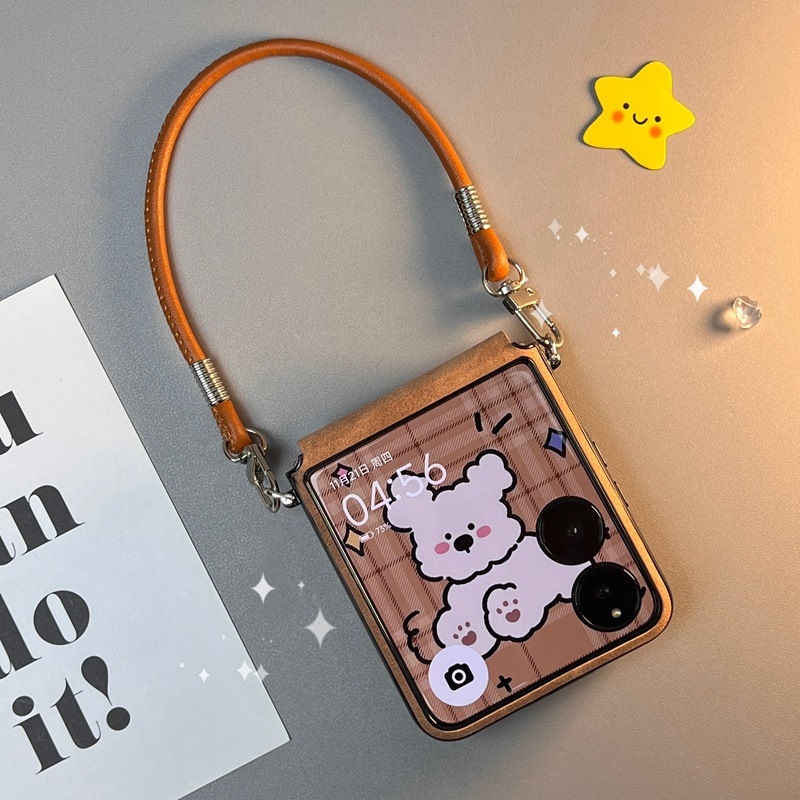 Kryt pre Honor Magic V Flip so skladacím dizajnom, vzor kožušinovej textúry, úplná ochrana, stredový pánt, pútko na nosenie