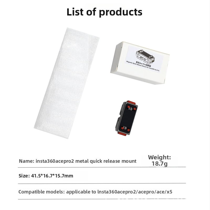 Shadowstone Kovová základňa s rýchlym uvoľnením pre Insta360 AcePro/1/360X5 s magnetickým adaptérom X5, hliníková zliatina + silikón