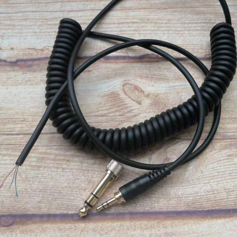 Заменям пружинен кабел за слушалки, съвместим с DT770, 7506, V600 и V900, с 6,5 мм щепсел