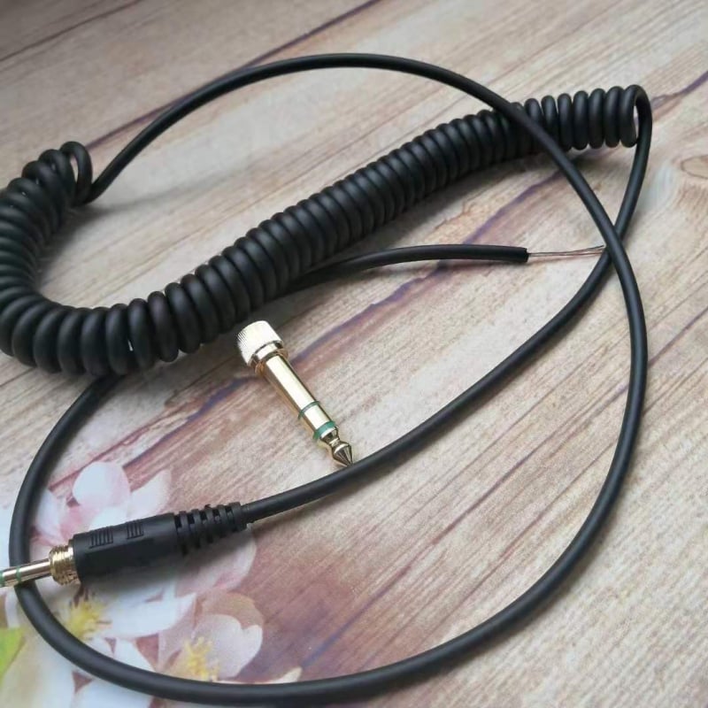 Заменям пружинен кабел за слушалки, съвместим с DT770, 7506, V600 и V900, с 6,5 мм щепсел