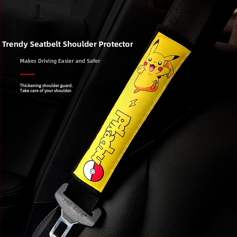 Podložka na rameno bezpečnostného pásu pre auto - kreslený dizajn, 100% bavlna, vnútorný doplnok do vozidla, 30 g