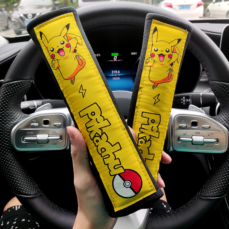 Podložka na rameno bezpečnostného pásu pre auto - kreslený dizajn, 100% bavlna, vnútorný doplnok do vozidla, 30 g