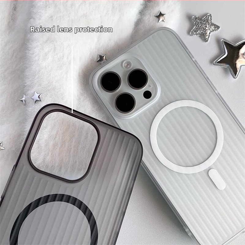 Pouzdro na iPhone s rýhovaným vzorom, PC materiál, magnetické, ultra tenké, proti nárazom