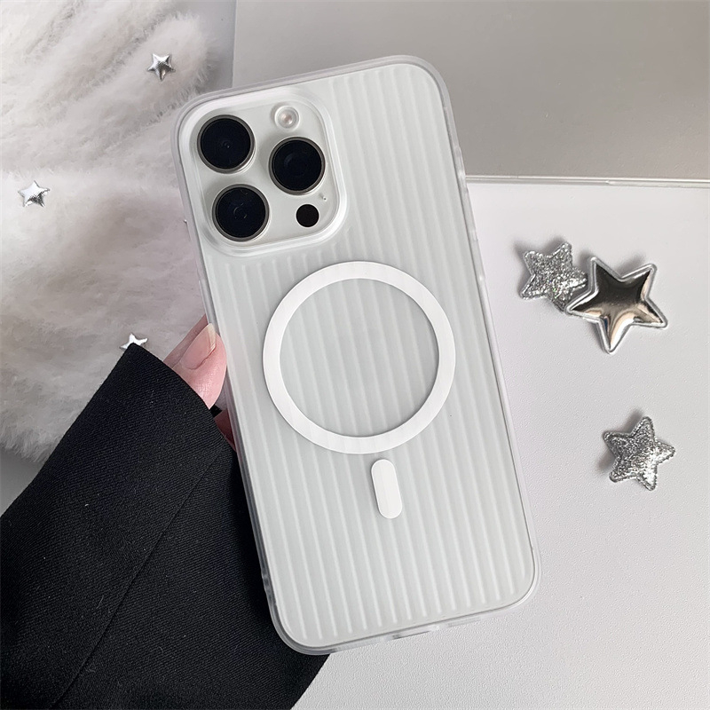 Pouzdro na iPhone s rýhovaným vzorom, PC materiál, magnetické, ultra tenké, proti nárazom