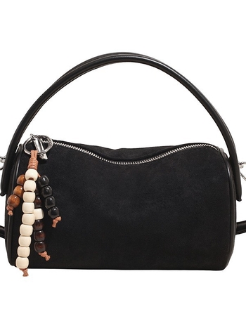 Boston női táska - hengeres forma, cipzáras zárás, PU+deerskin velvet anyag, belső telefontartó zseb