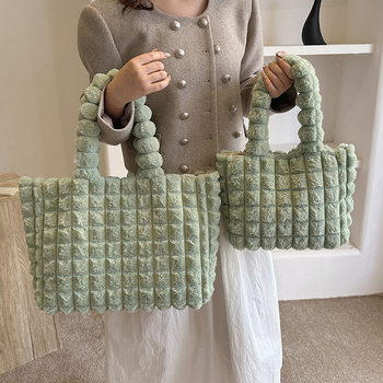 Geantă Falamo din pluș – Tote stil stradal, Capacitate mare, buzunar interior