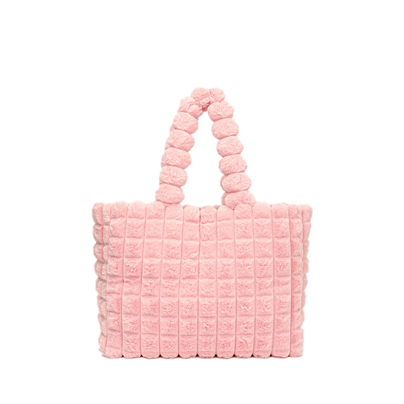 Geantă Falamo din pluș – Tote stil stradal, Capacitate mare, buzunar interior