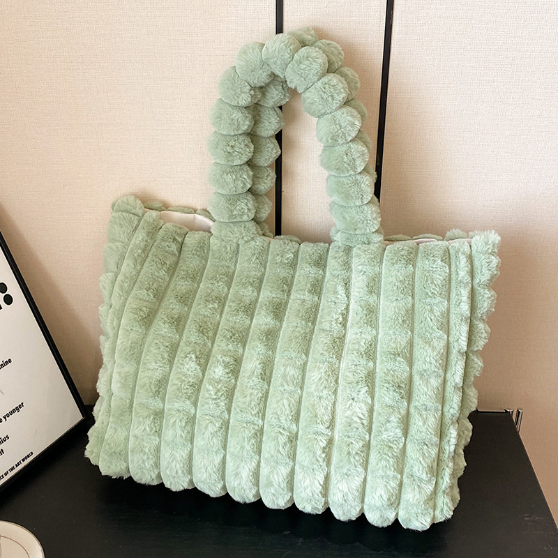 Geantă Falamo din pluș – Tote stil stradal, Capacitate mare, buzunar interior