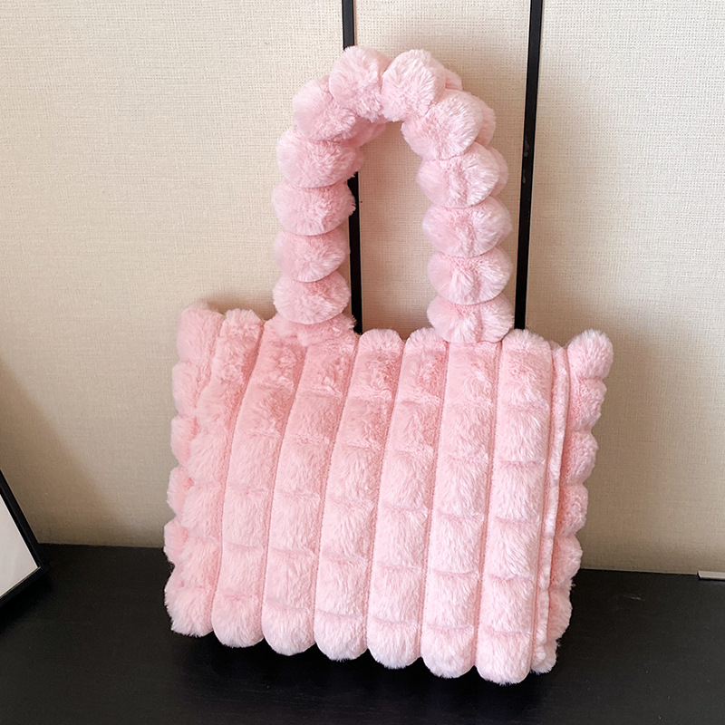 Geantă Falamo din pluș – Tote stil stradal, Capacitate mare, buzunar interior