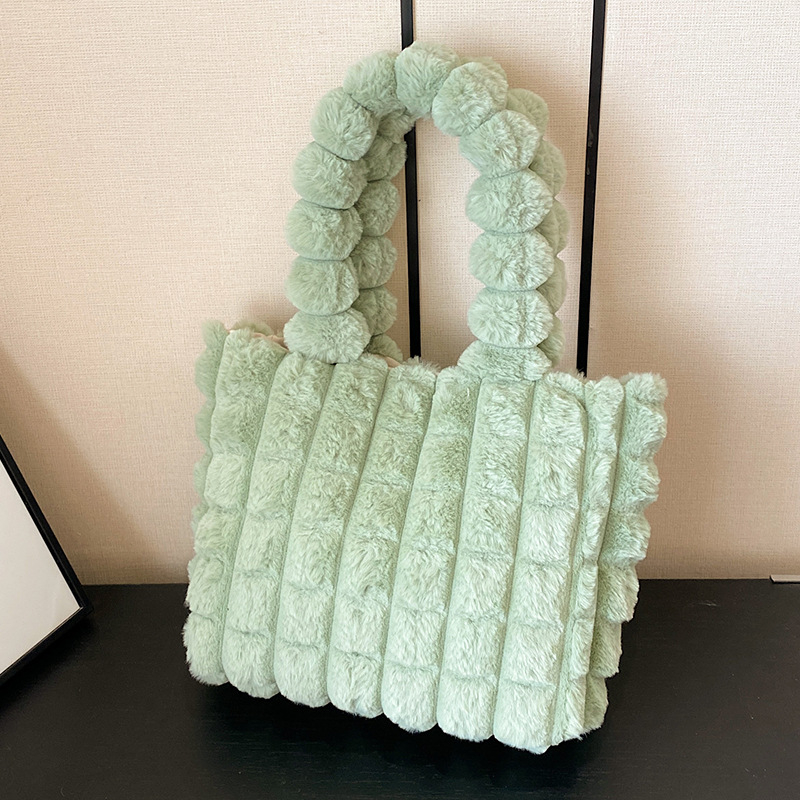 Geantă Falamo din pluș – Tote stil stradal, Capacitate mare, buzunar interior