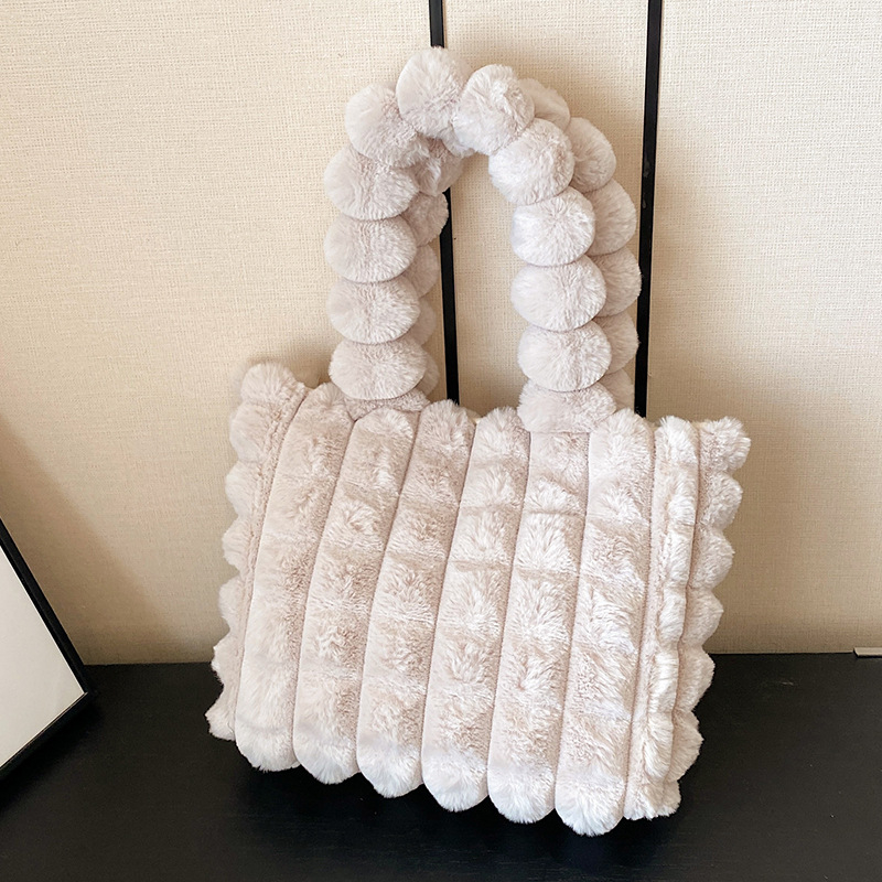 Geantă Falamo din pluș – Tote stil stradal, Capacitate mare, buzunar interior