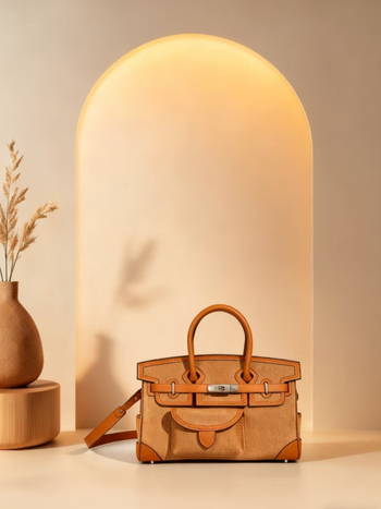 Carrooco Geantă de damă din piele și țesătură pentru umăr – Capacitate mare, Formă orizontală pătrată, Închidere cu lacăt