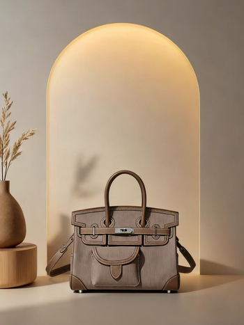 Carrooco Geantă de damă din piele și țesătură pentru umăr – Capacitate mare, Formă orizontală pătrată, Închidere cu lacăt