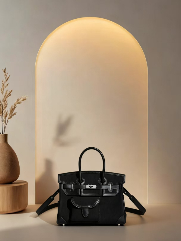 Carrooco Geantă de damă din piele și țesătură pentru umăr – Capacitate mare, Formă orizontală pătrată, Închidere cu lacăt