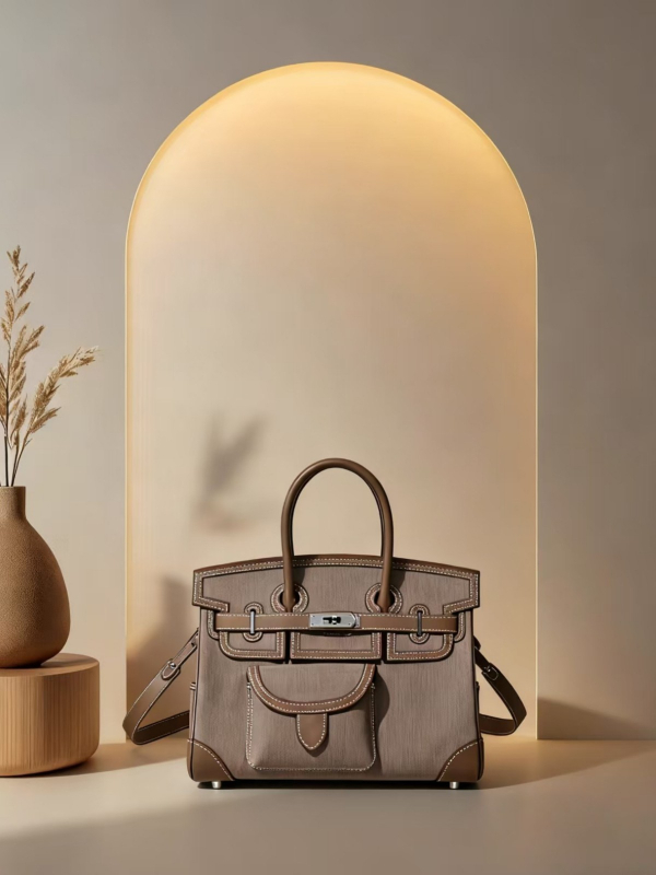 Carrooco Geantă de damă din piele și țesătură pentru umăr – Capacitate mare, Formă orizontală pătrată, Închidere cu lacăt