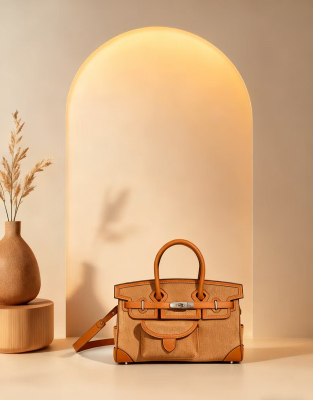 Carrooco Geantă de damă din piele și țesătură pentru umăr – Capacitate mare, Formă orizontală pătrată, Închidere cu lacăt