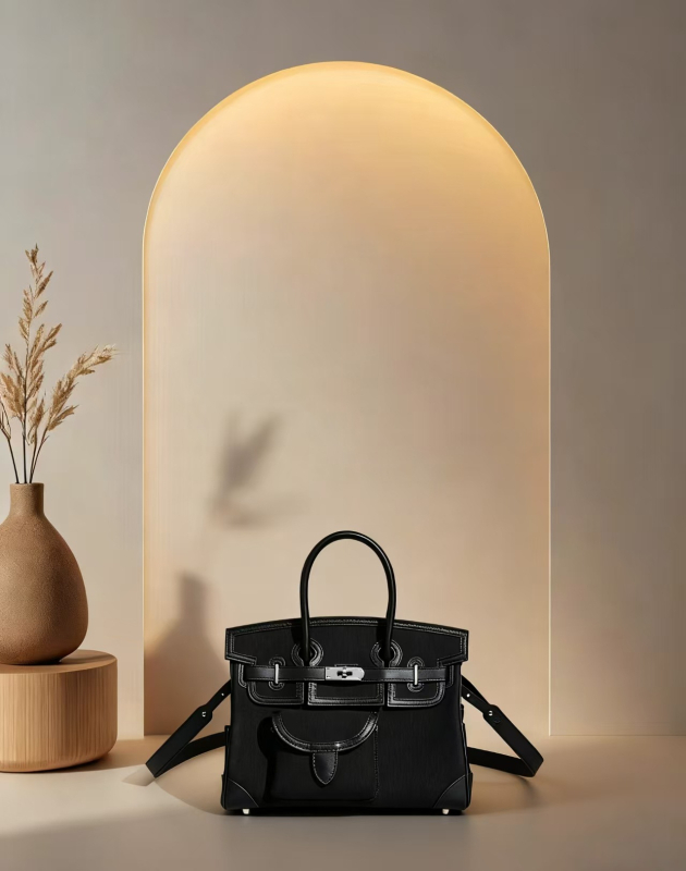 Carrooco Geantă de damă din piele și țesătură pentru umăr – Capacitate mare, Formă orizontală pătrată, Închidere cu lacăt