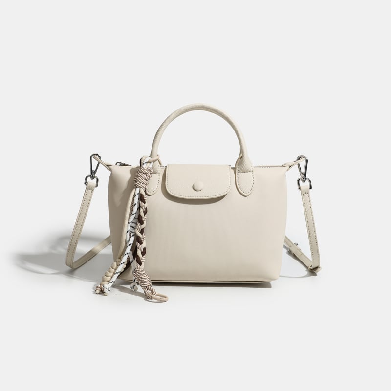 Geantă crossbody Dumpling, nylon cu piele, stil urban minimalist, închidere cu capac, buzunar cu fermoar și buzunar pentru telefon