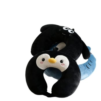 У-образна възглавничка за шията, карикатурен дизайн пингвин, пълнеж PP памук, плат полиестерни влакна, за пътуване със самолет и офис