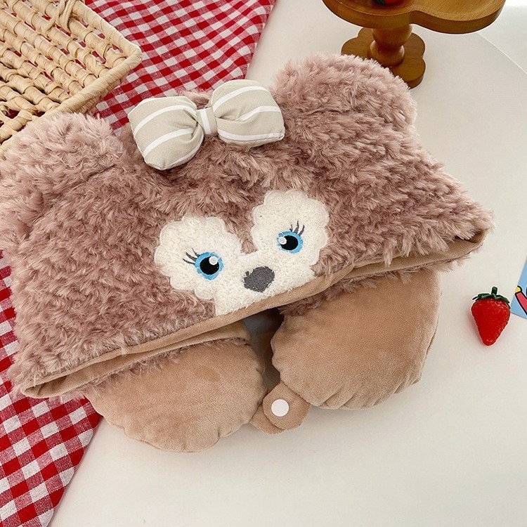 Perne de gât în formă de U, cu glugă – umplutură din bumbac, material velur Crystal Velvet, design minimalist, potrivire universală