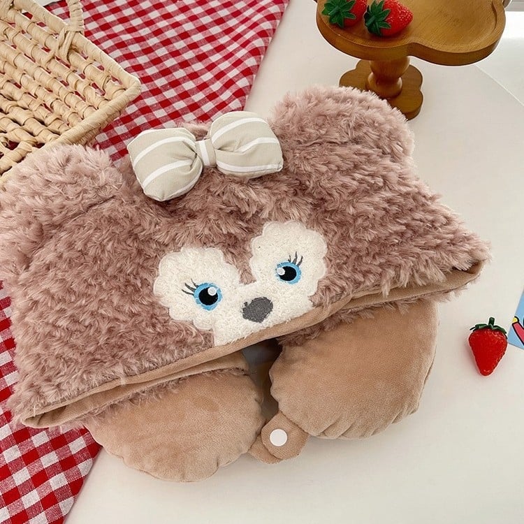 Perne de gât în formă de U, cu glugă – umplutură din bumbac, material velur Crystal Velvet, design minimalist, potrivire universală