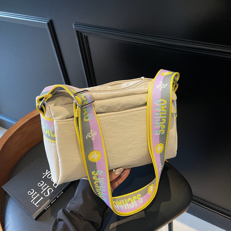 Geantă casuală pentru femei cu capacitate mare – Simplitate urbană, Oxford material, Formă cilindrică, Fermoar, Primăvara 2025