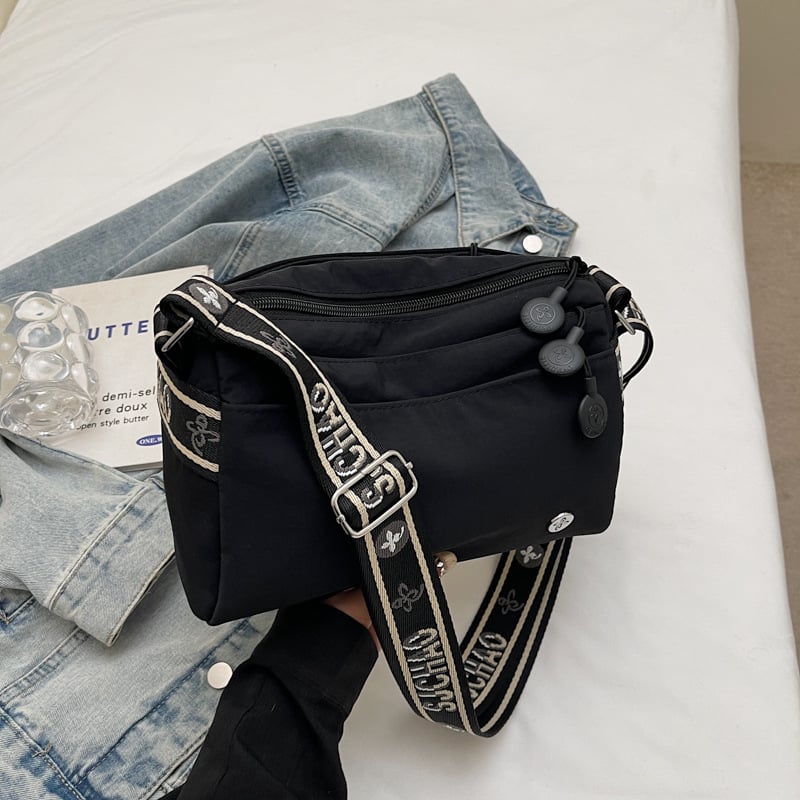 Geantă casuală pentru femei cu capacitate mare – Simplitate urbană, Oxford material, Formă cilindrică, Fermoar, Primăvara 2025