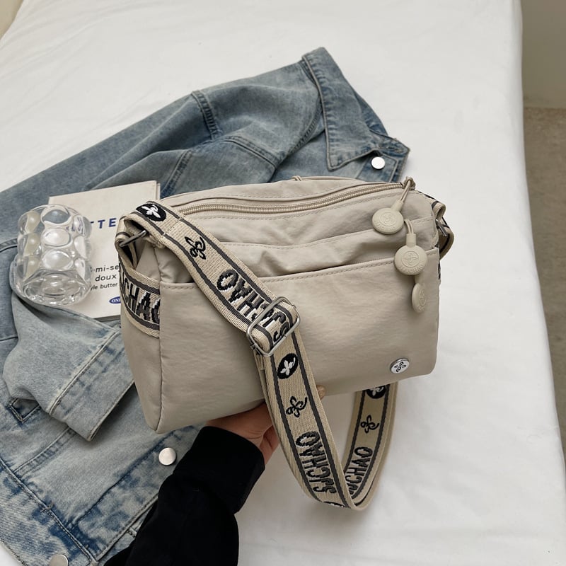 Geantă casuală pentru femei cu capacitate mare – Simplitate urbană, Oxford material, Formă cilindrică, Fermoar, Primăvara 2025