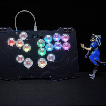 Borilačka tipkovnica Duelpad Zen 16 tipki Hitbox, Street Fighter 6 izdanje, akrilno kućište, USB sučelje, LED rasvjeta, visoka preciznost