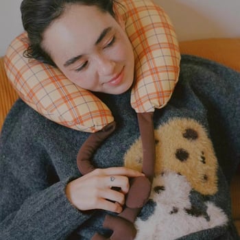 Perne de gât în formă de U, umplută cu memory foam, set cu mască de ochi pentru călătorii – ușoară, portabilă pentru adulți