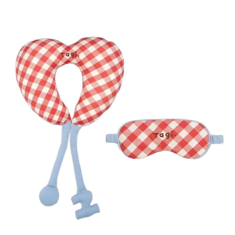 Perne de gât în formă de U, umplută cu memory foam, set cu mască de ochi pentru călătorii – ușoară, portabilă pentru adulți