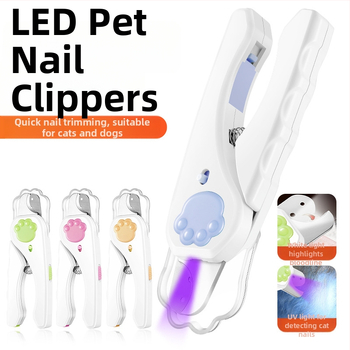 Mājdzīvnieku nagu šķēres ar LED gaismu, pret asiņošanu, iebūvēts nagu fails, piemēroti kaķiem un suņiem