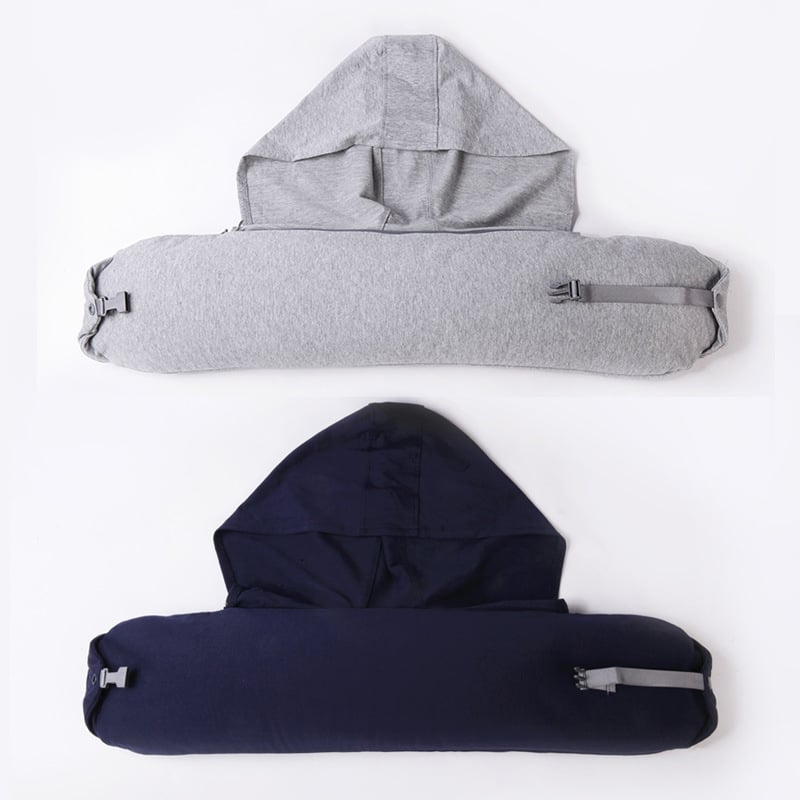 У-образна пътна възглавница за врата с качулка, преносима, пълнеж полиестерни влакна