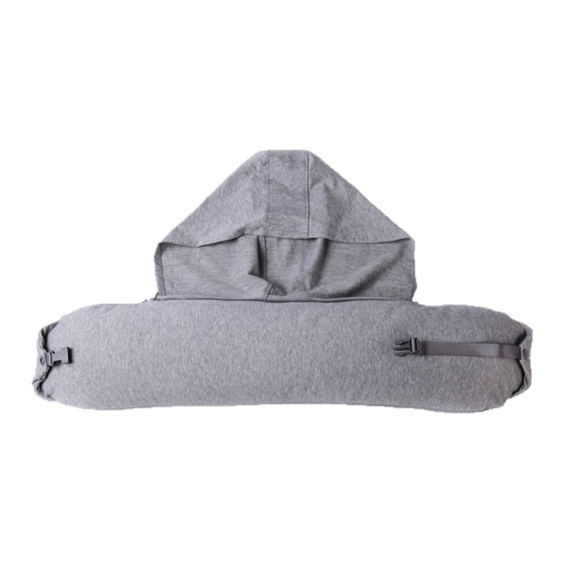 У-образна пътна възглавница за врата с качулка, преносима, пълнеж полиестерни влакна