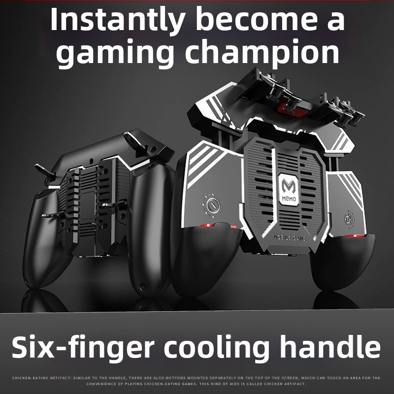 AK77 Herný ovládač s ergonickým dizajnom pre šesť prstov, chladenie studeným vzduchom a power bank, káblový PS/2 joystick so spätnou väzbou sily, ABS + kov, kompatibilný s iOS a Android zariadeniami