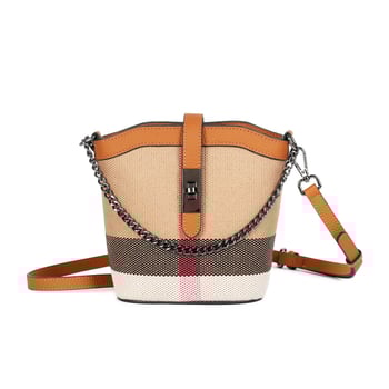 PASTE női pamut–lenből készült vödör alakú táska, cipzáras zárás, poliészter bélés, egy vállpánt