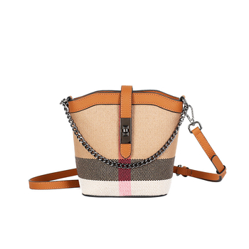 PASTE női pamut–lenből készült vödör alakú táska, cipzáras zárás, poliészter bélés, egy vállpánt