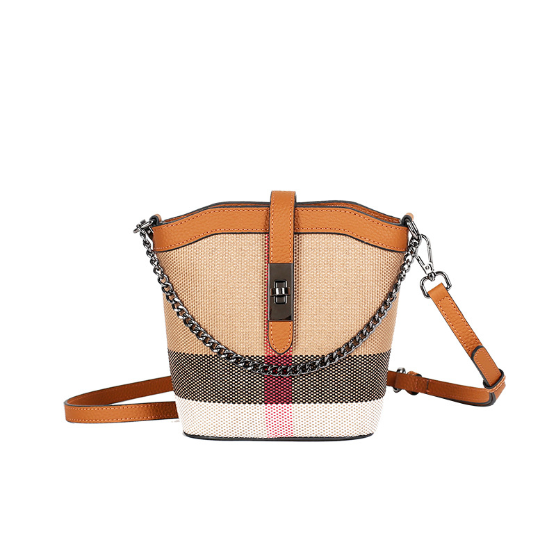 PASTE női pamut–lenből készült vödör alakú táska, cipzáras zárás, poliészter bélés, egy vállpánt