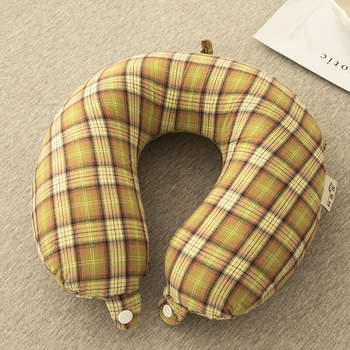 У-образна възглавница за шия с пълнеж от елда, калъф от памучен плат, съдържание на пълнежа 95%, стил: модерен минимализъм, за възрастни.